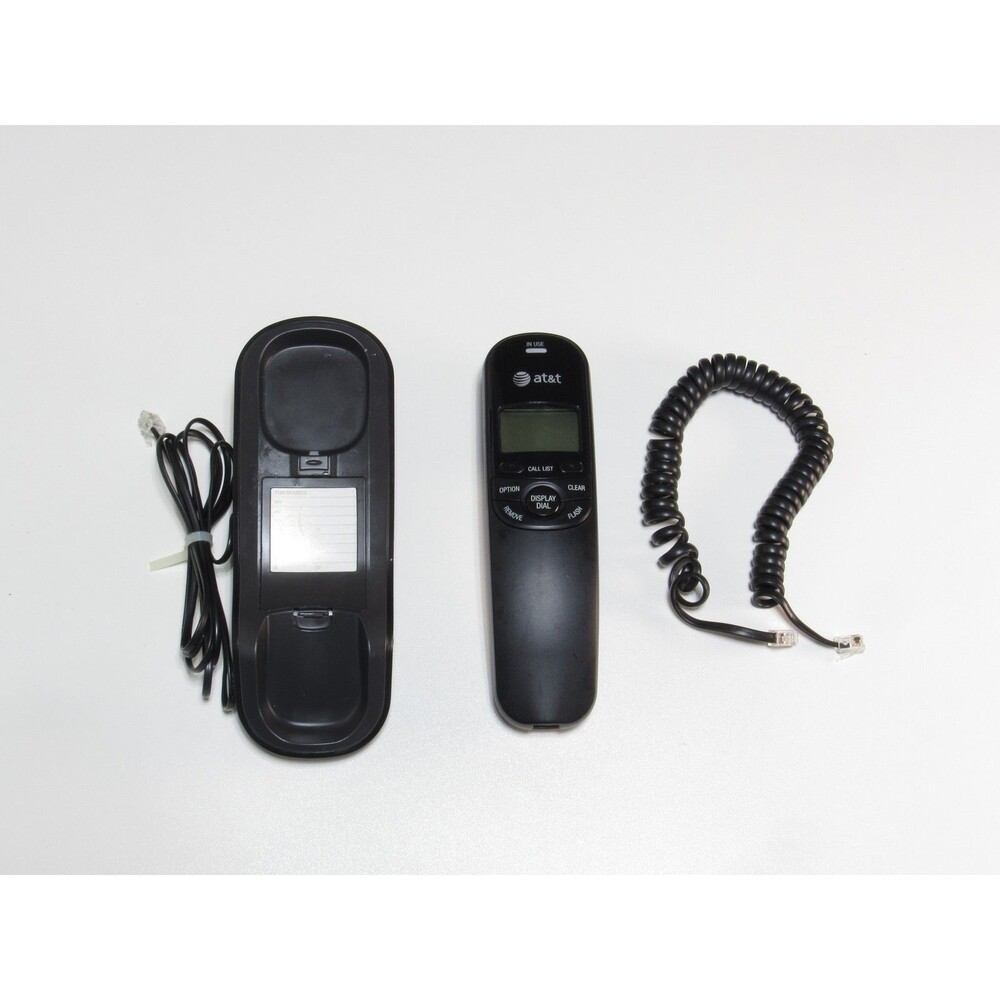 AT&T Cordless Phone Handset & Corded Base Telephone System Black Caller ID